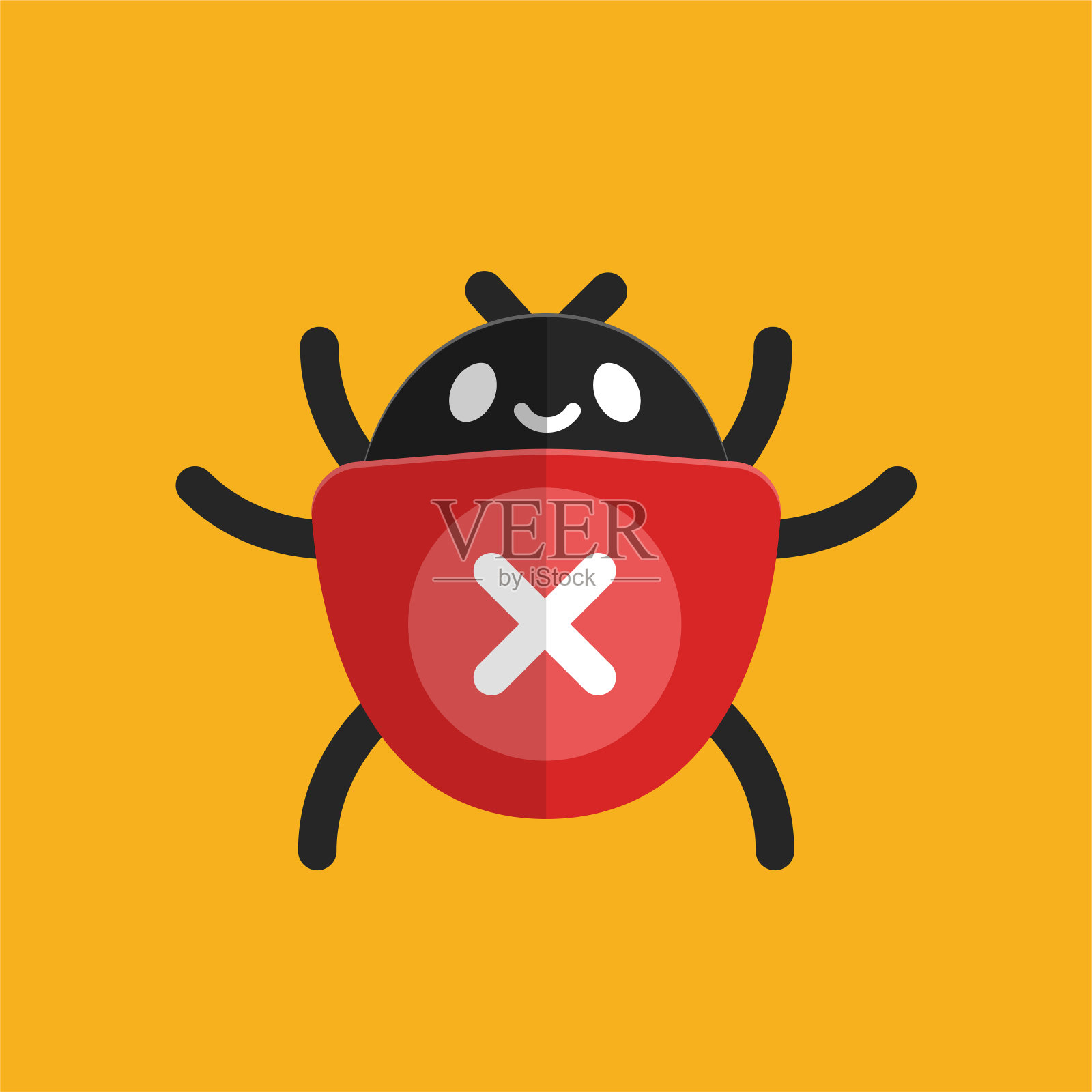 一个带有x符号的电脑错误。矢量图插画图片素材