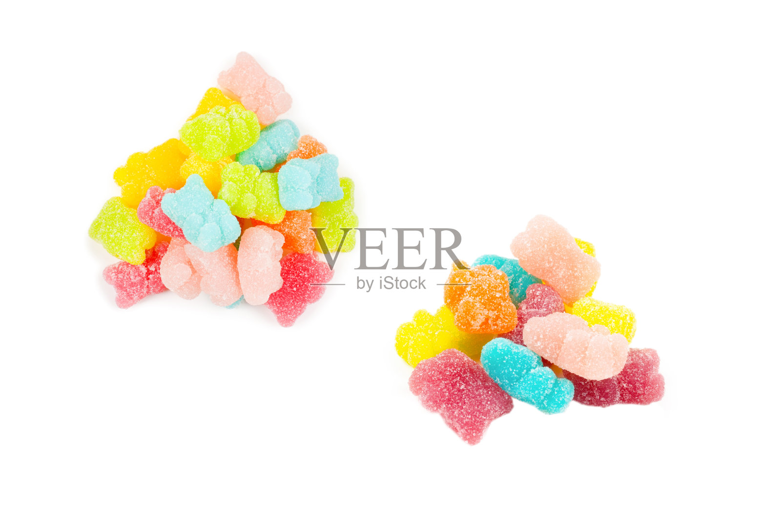 在白色的背景下，果冻的汗水被孤立。照片摄影图片