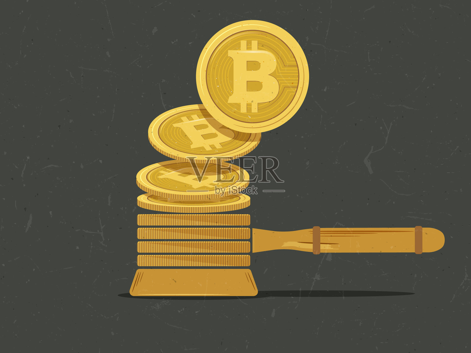 比特币司法打击比特币插画图片素材