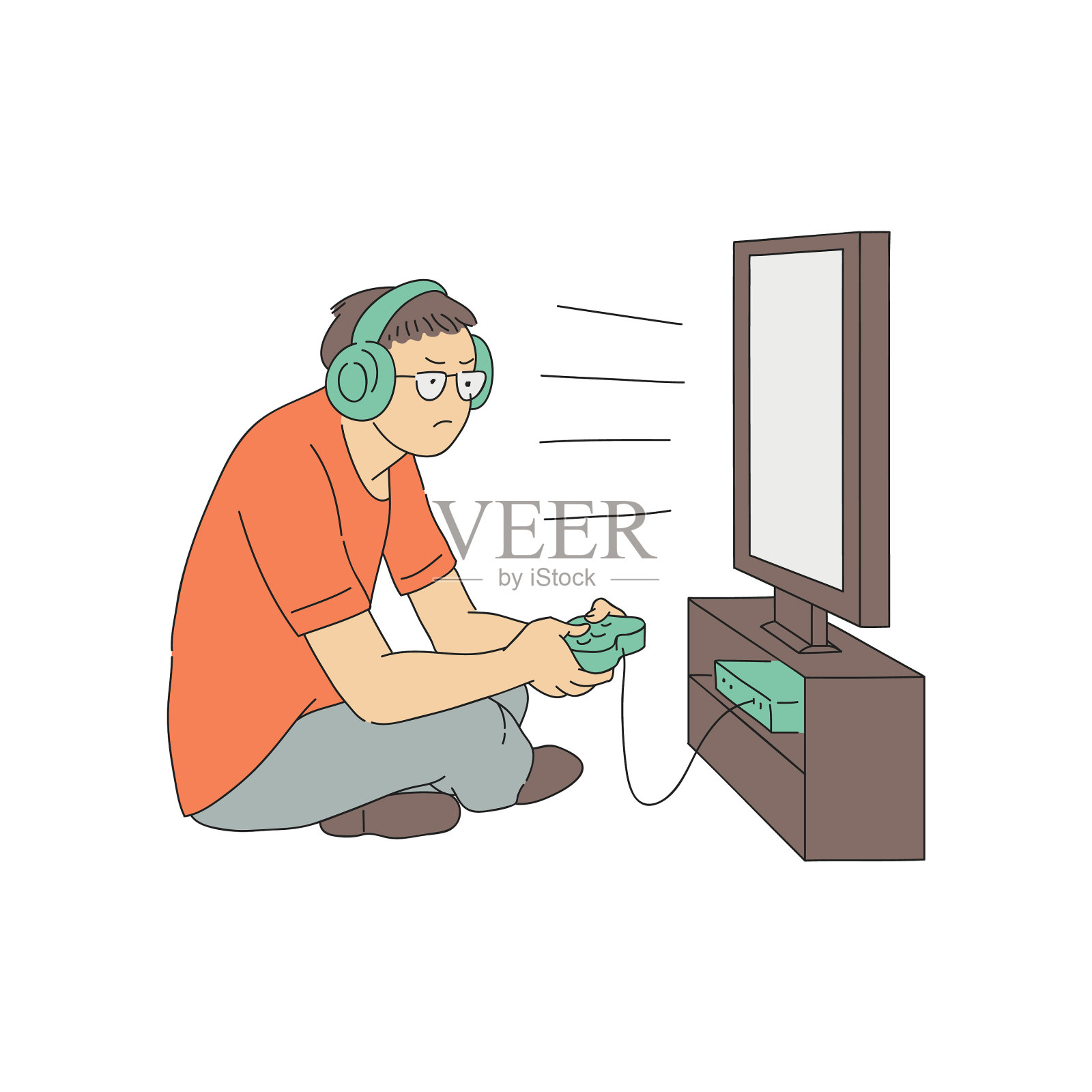 视频游戏成瘾概念与年轻的地图设计元素图片