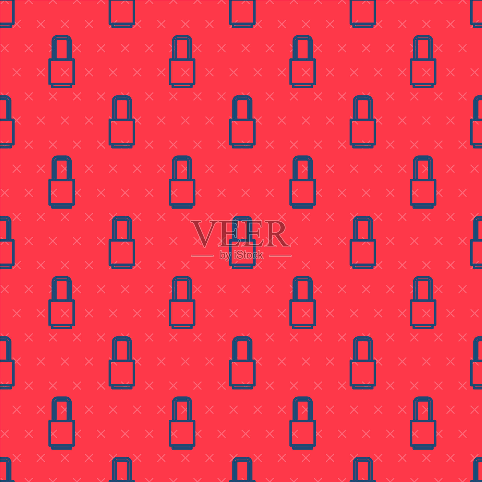 蓝线锁定图标隔离无缝图案上插画图片素材