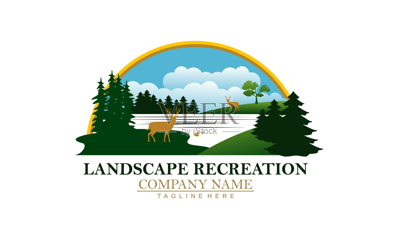 公园和游憩景观标志插画图片素材