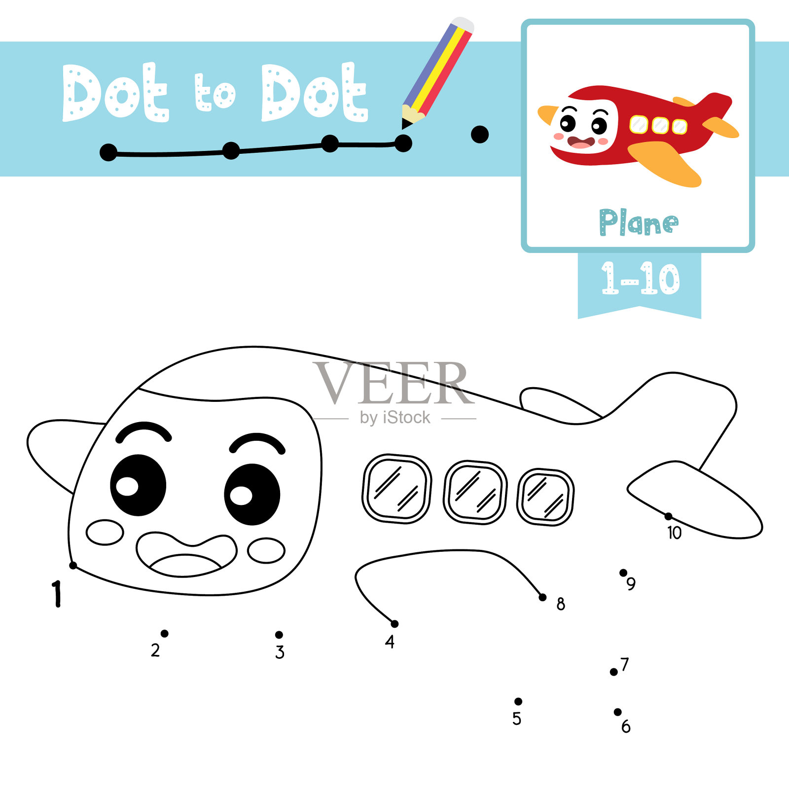 点到点的教育游戏和着色书插画图片素材