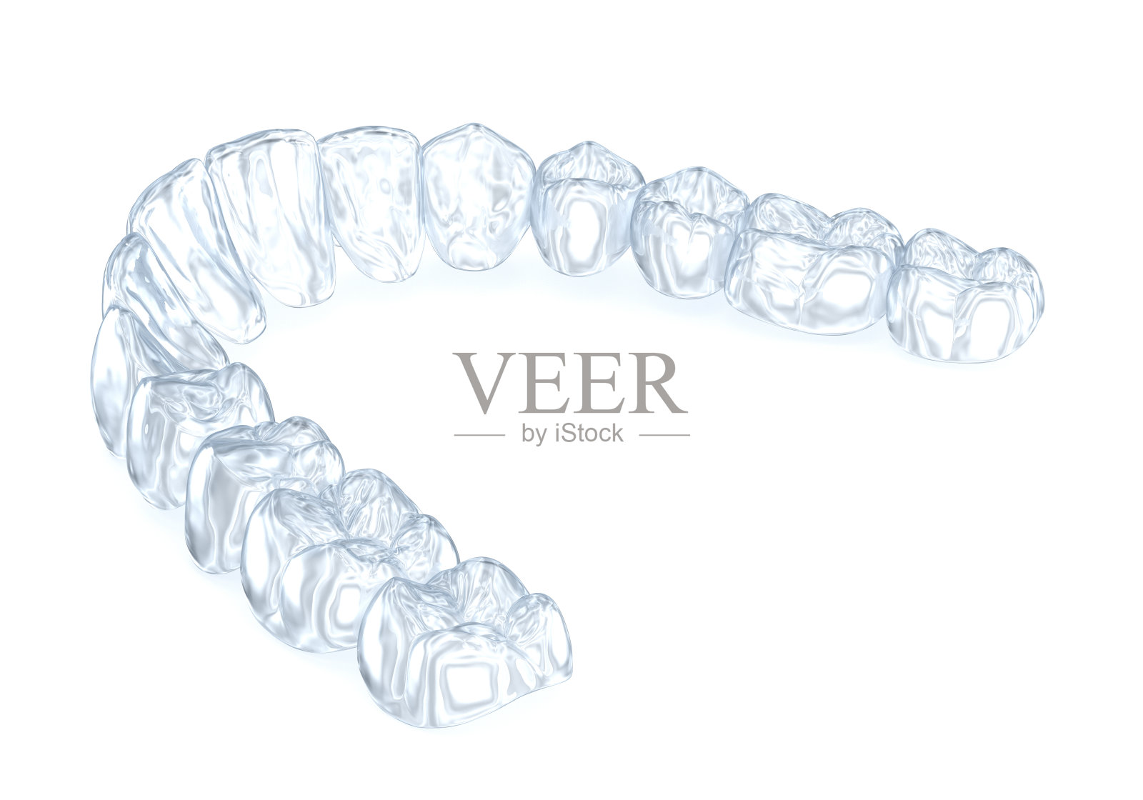 不对准支架或隐形固定器。医学上准确的牙科3D插图照片摄影图片
