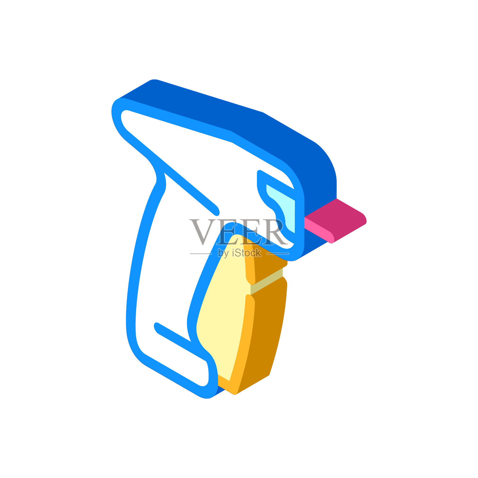 标签针枪等距图标矢量插图插画图片素材