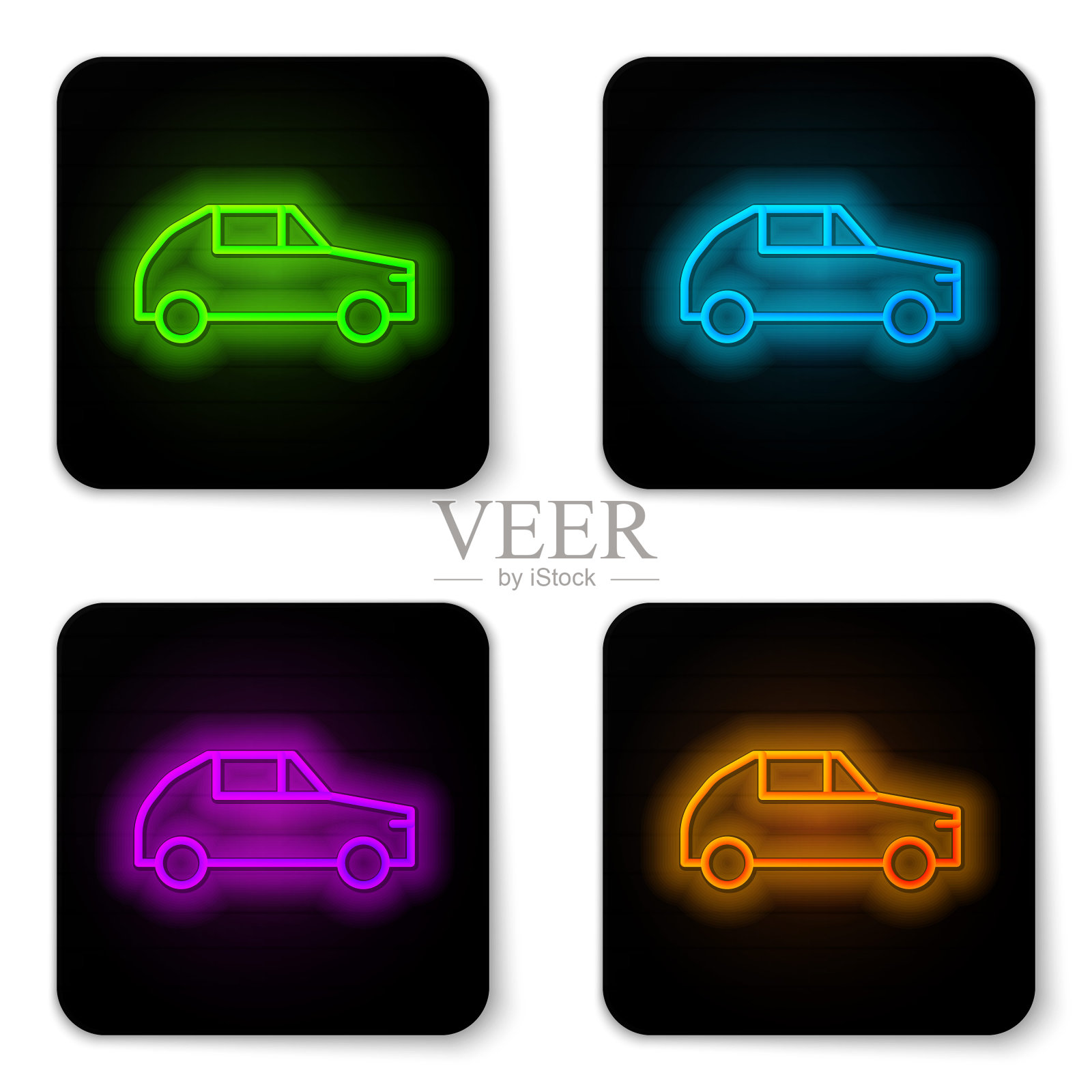 黑色汽车图标孤立在黑色背景。带有液体形状的抽象横幅。向量插画图片素材