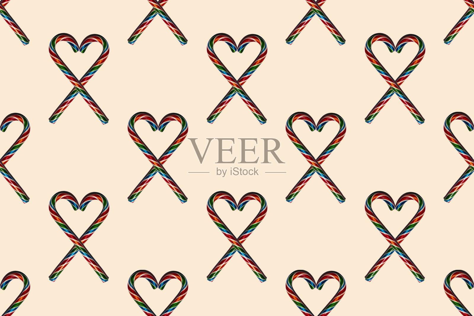 无缝心形与圣诞糖果时尚2021帆船香槟背景，俯视图照片摄影图片