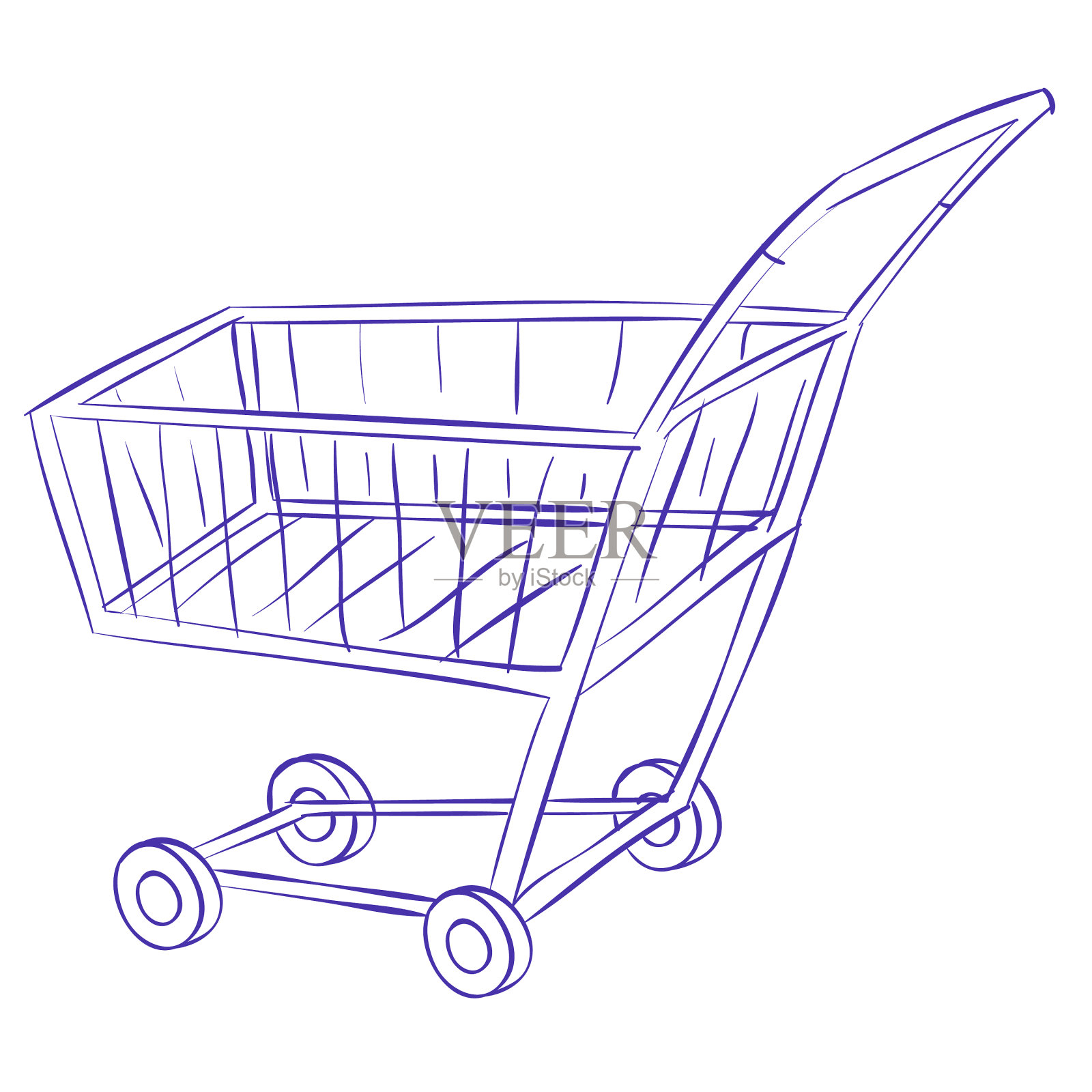 侧视图空荡荡的超市购物车设计元素图片