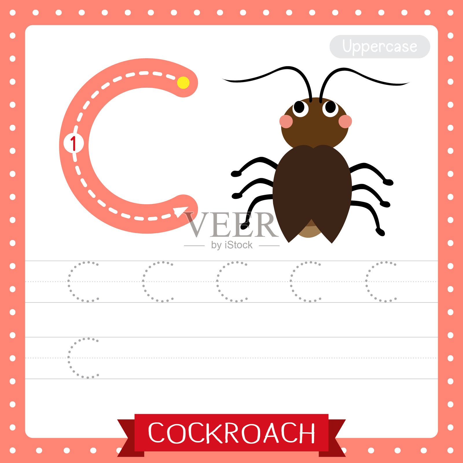 大写字母c追踪练习练习表插画图片素材