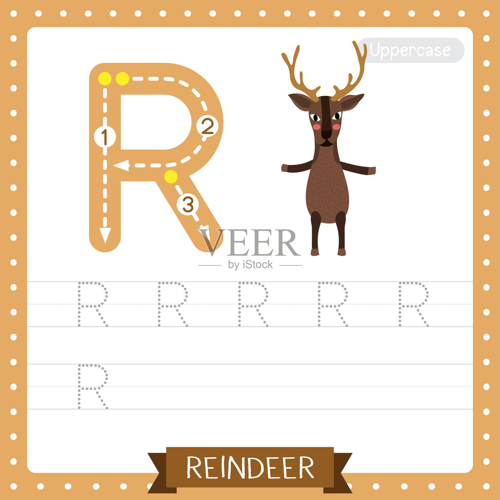 大写字母追踪练习练习表。插画图片素材