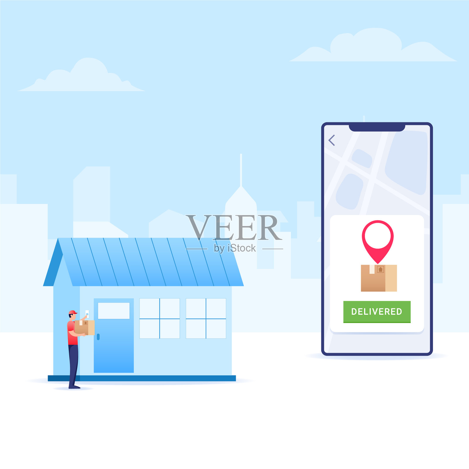 通过电子商务传送数据包插画图片素材