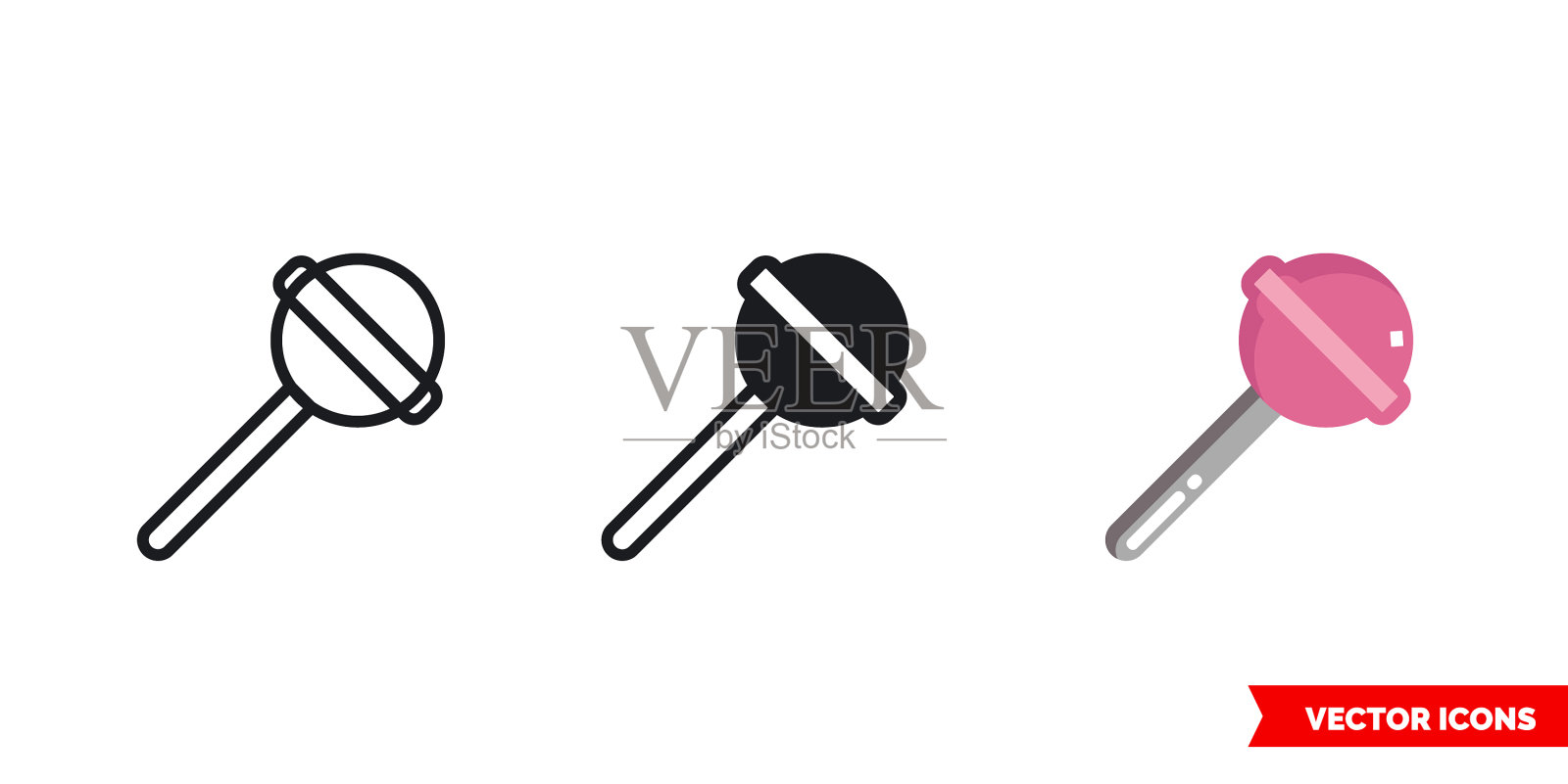 棒棒糖图标3种类型孤立标志图标素材