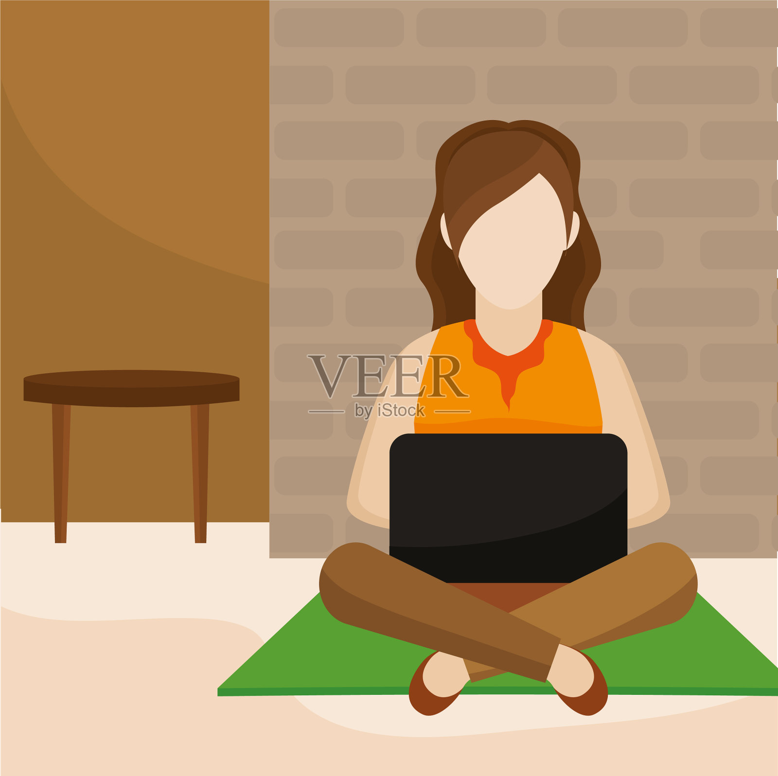 年轻女人学习插画图片素材