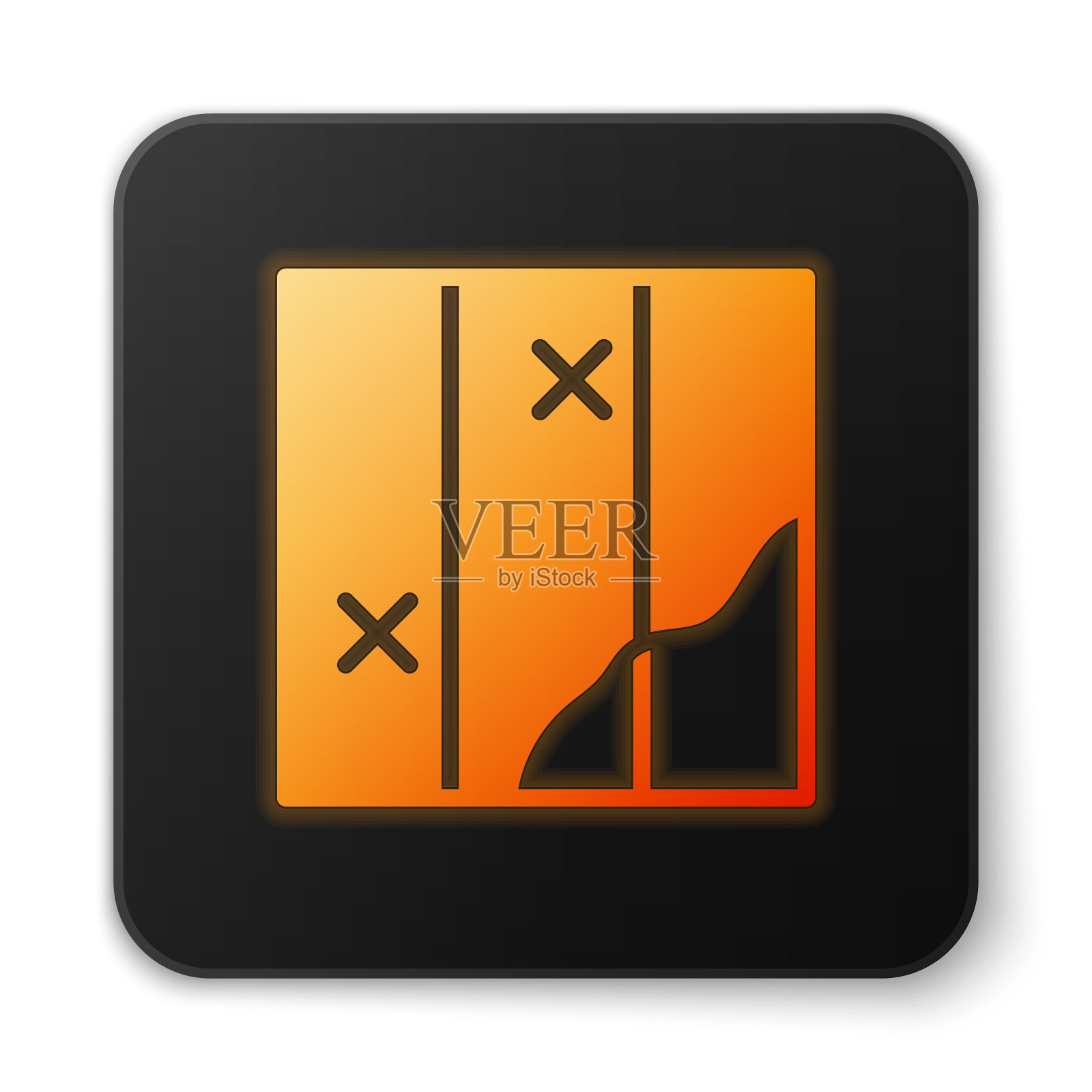 橙色霓虹灯折叠地图图标孤立图标素材