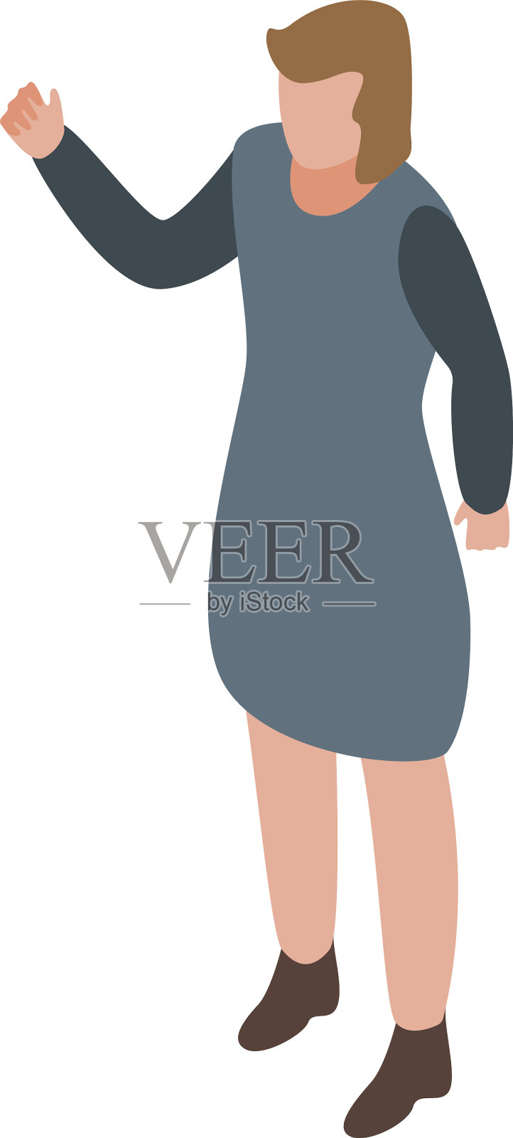 感觉愤怒的女人图标等距风格插画图片素材