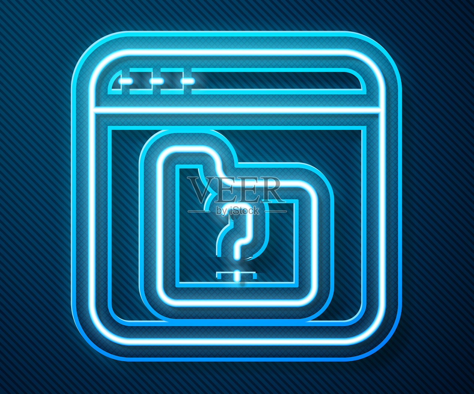 发光的霓虹灯行文件丢失的图标孤立在蓝色背景。向量图标素材