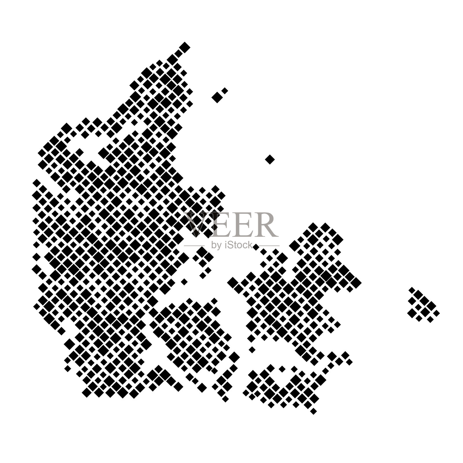 丹麦地图，不同大小的黑色菱形图案。矢量插图。插画图片素材