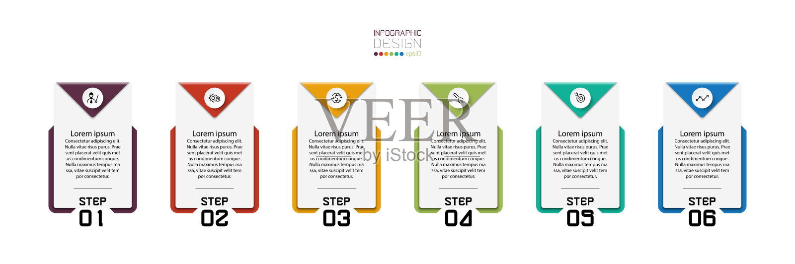 方形标识以横幅、交流标志、宣传册的形式呈现，并解释工作流程。矢量图。插画图片素材