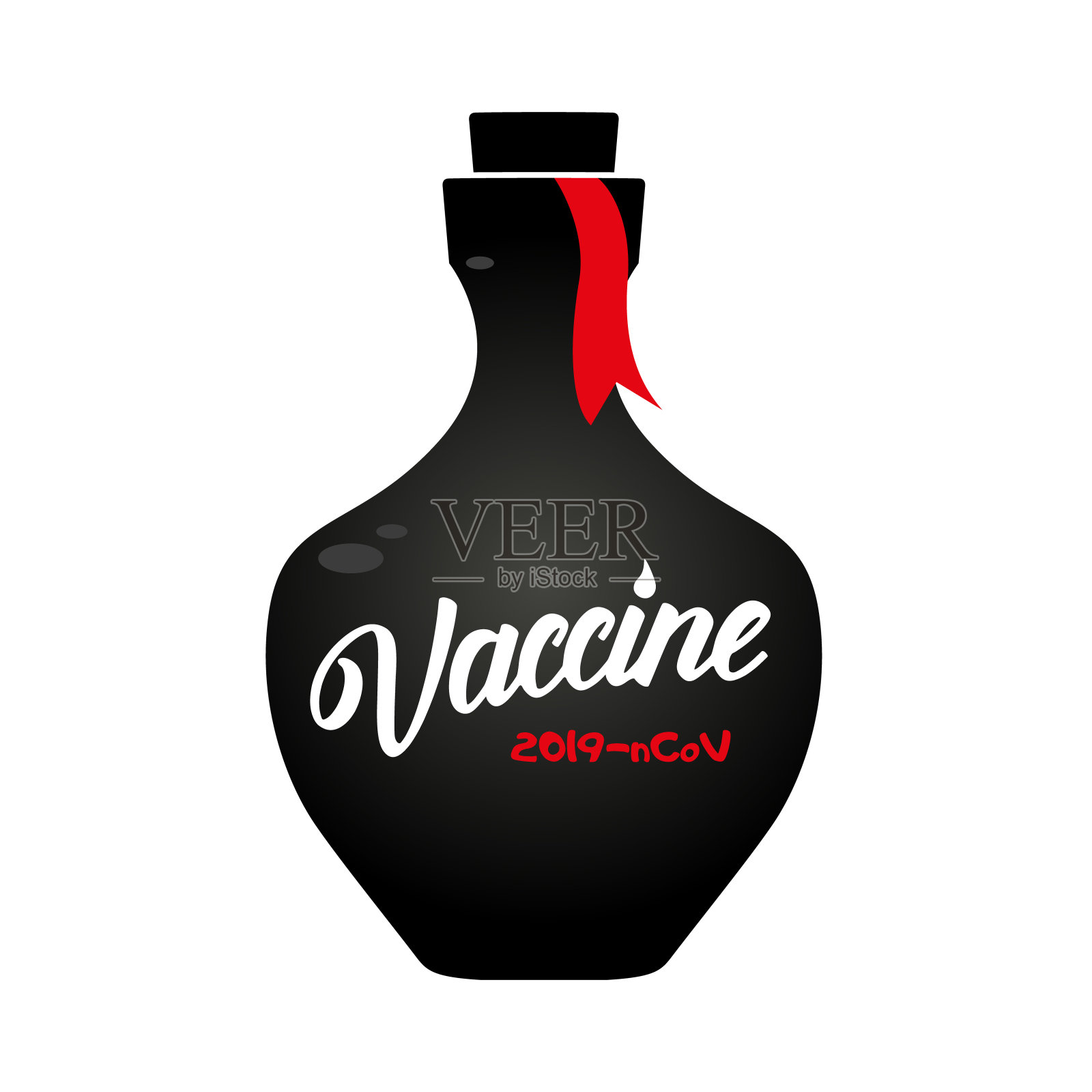 2019-nCoV冠状病毒病疫苗瓶图标。Covid-19冠状病毒接种概念插画图片素材