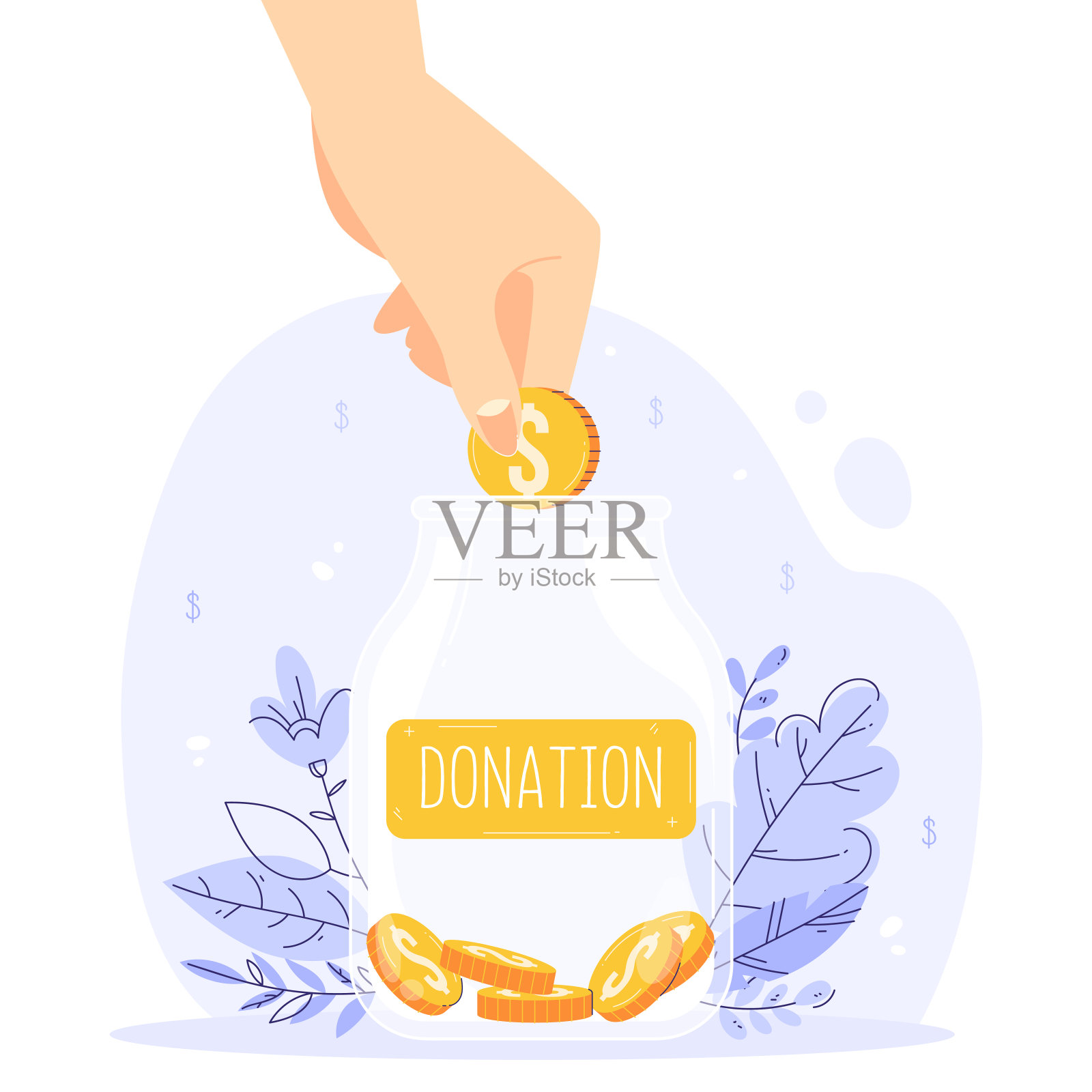 给小费的概念。Jar的技巧。良好的反馈或捐赠的伟大的服务。插画图片素材