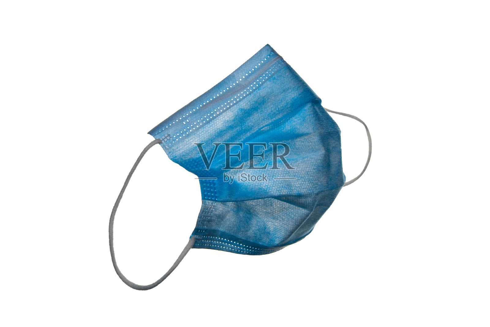 医用口罩隔离在白色背景，个人防护covid-19冠状病毒。照片摄影图片