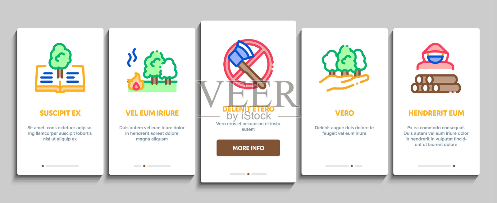 林业伐木工登上元素图标集图标素材