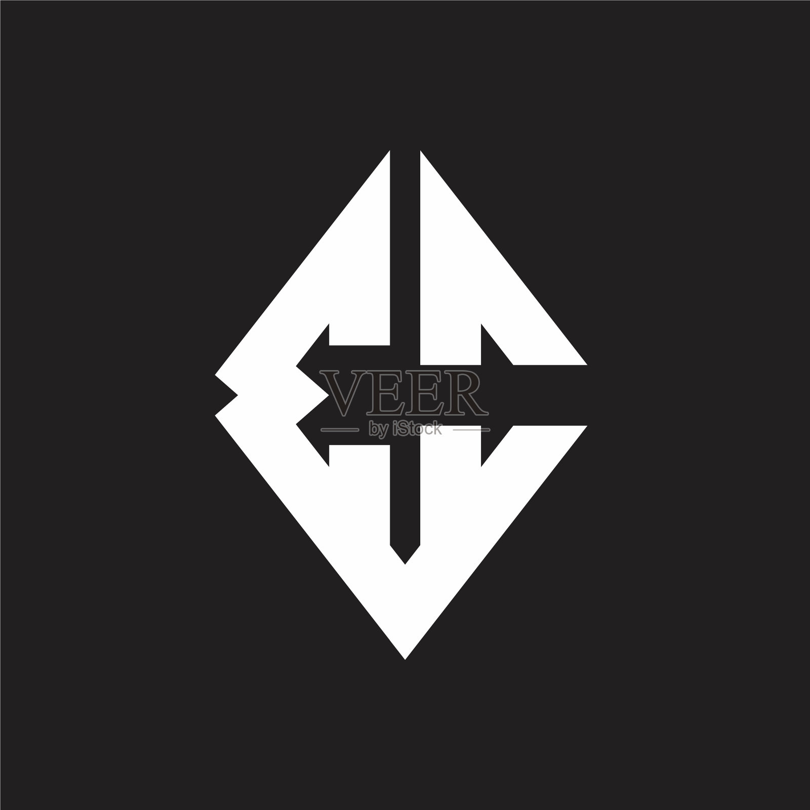 Eo标志字母与尖锐的方形设计模板插画图片素材