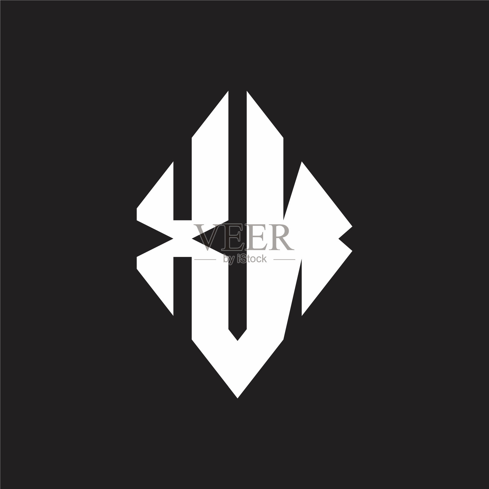 Xn标志与尖锐的方形图案设计模板插画图片素材