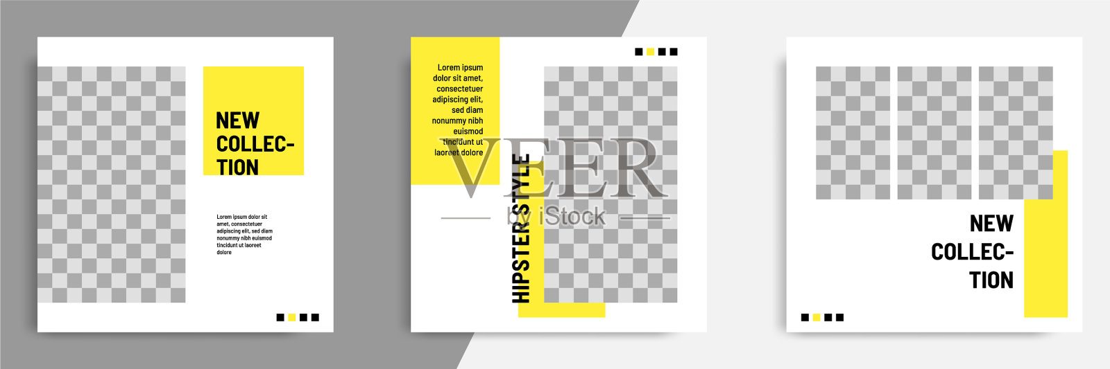 极简的正方形几何横幅设计模板素材