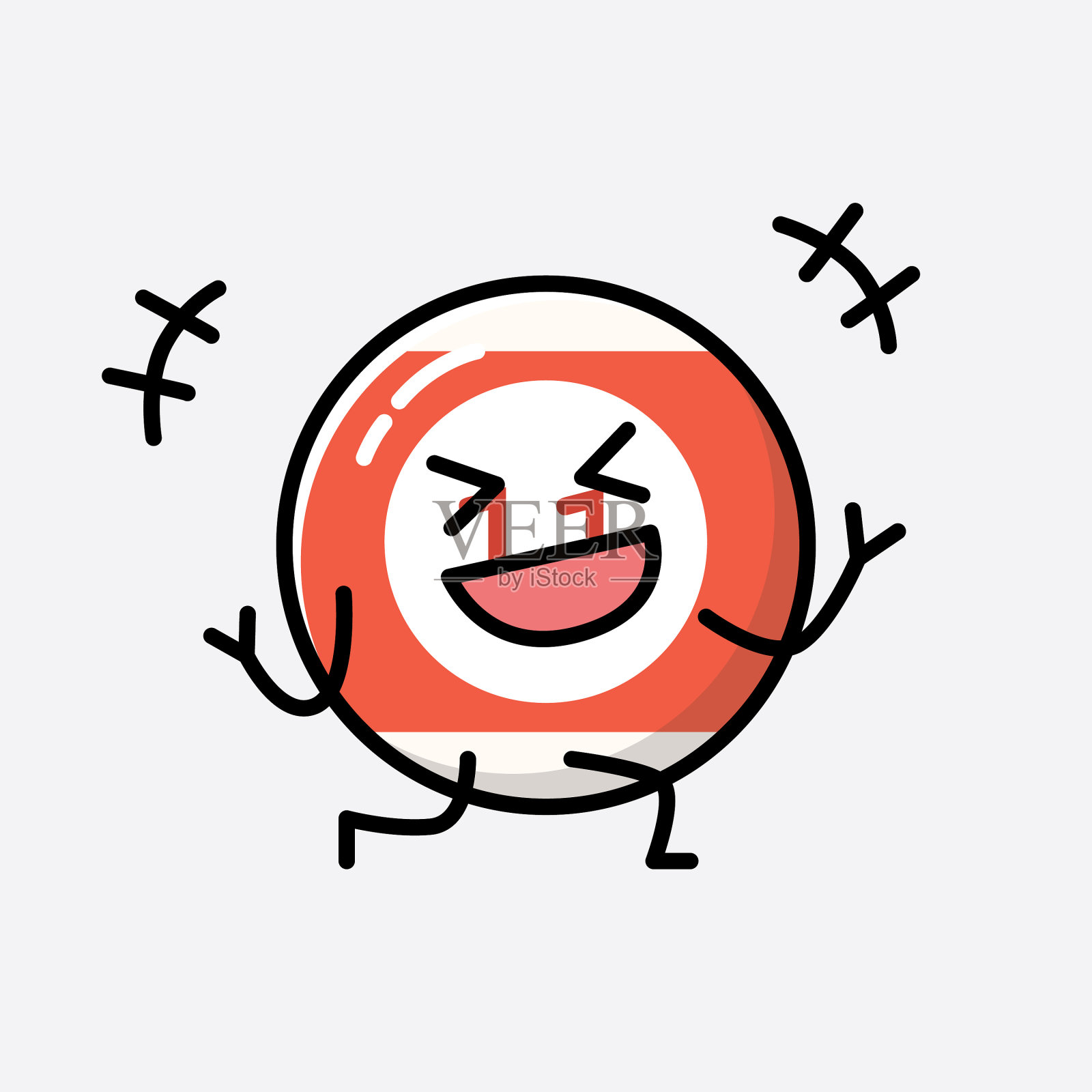 可爱的台球吉祥物人物在平插画图片素材