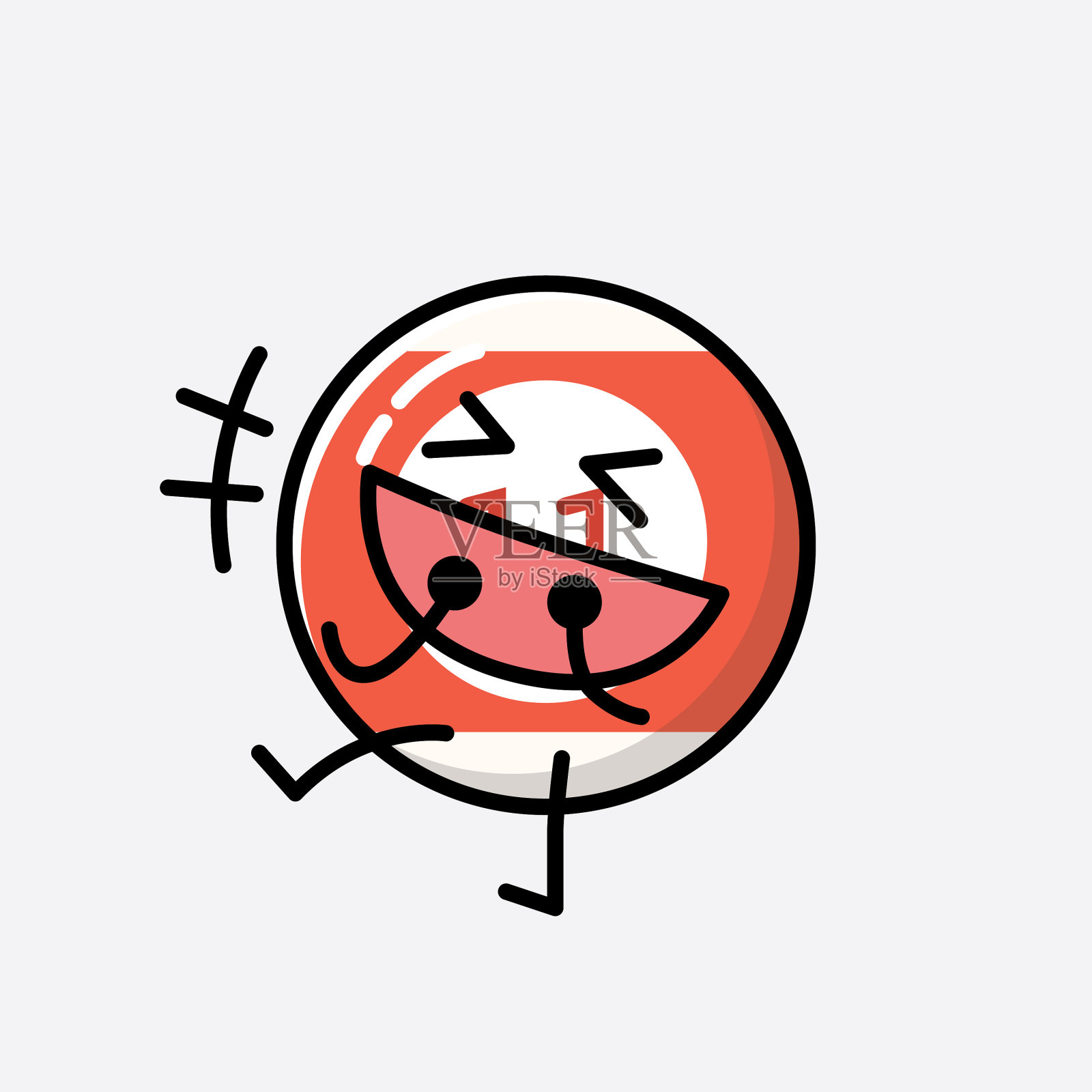 可爱的台球吉祥物人物在平插画图片素材