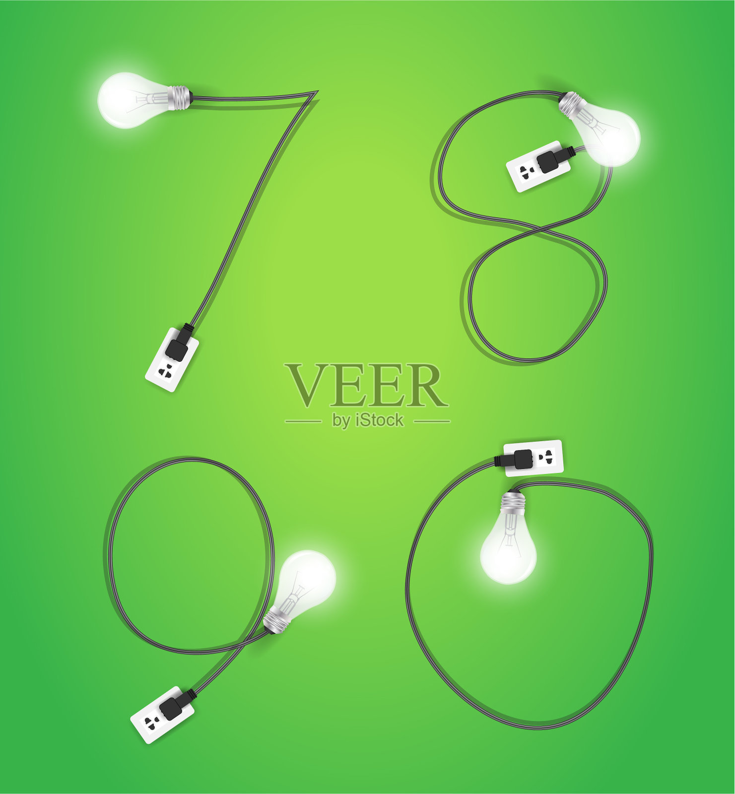 创意灯泡创意字母表设计现代插画图片素材