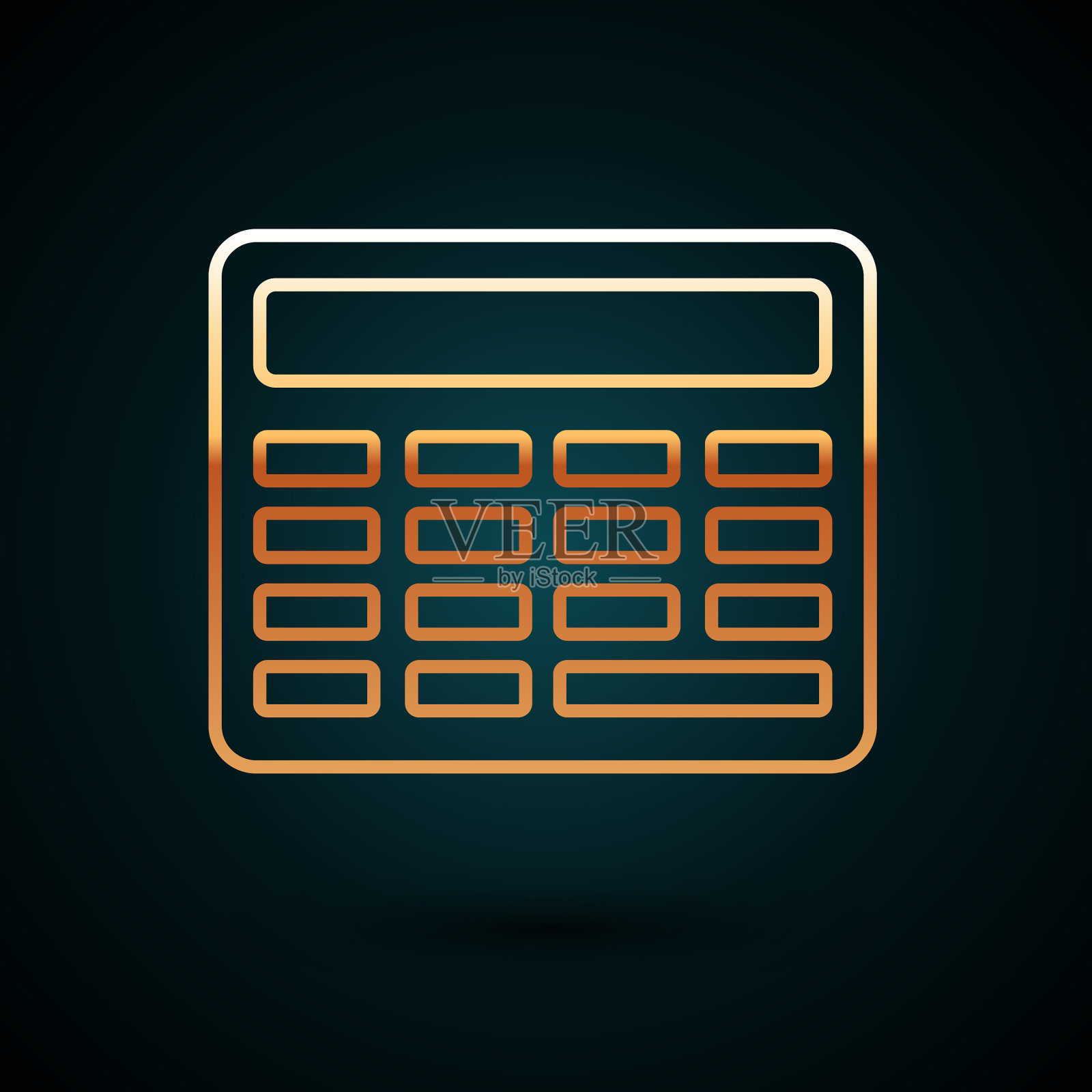 金色线黑板图标孤立在深蓝色图标素材