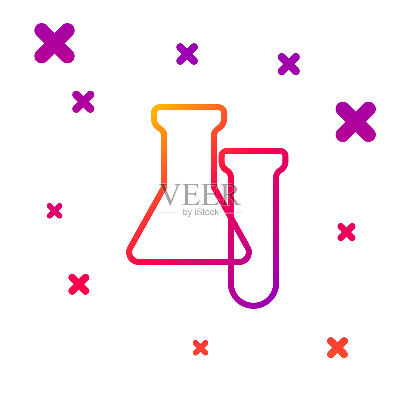 颜色线测试管和烧瓶图标隔离插画图片素材
