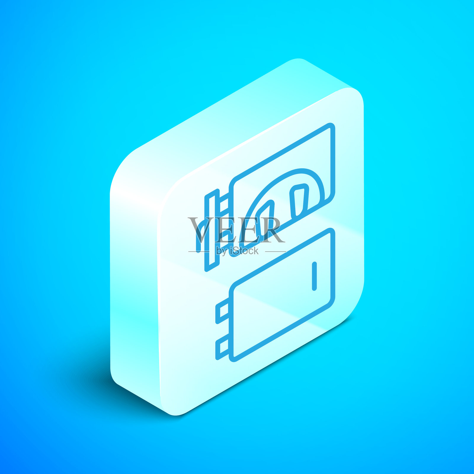 等距线火葬场图标孤立在蓝色图标素材