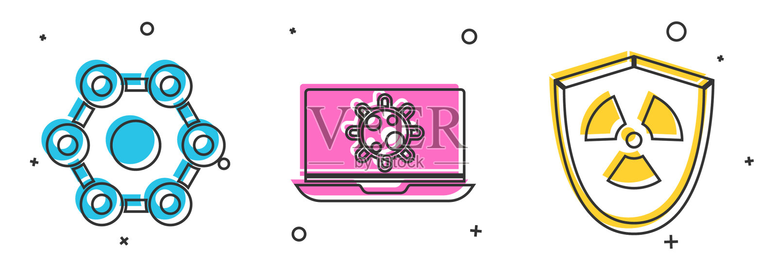 在笔记本电脑上设置化学细菌配方图标素材