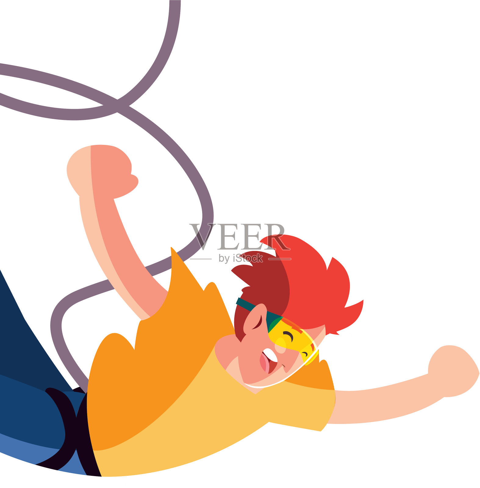 一个从山上跳下的年轻人插画图片素材