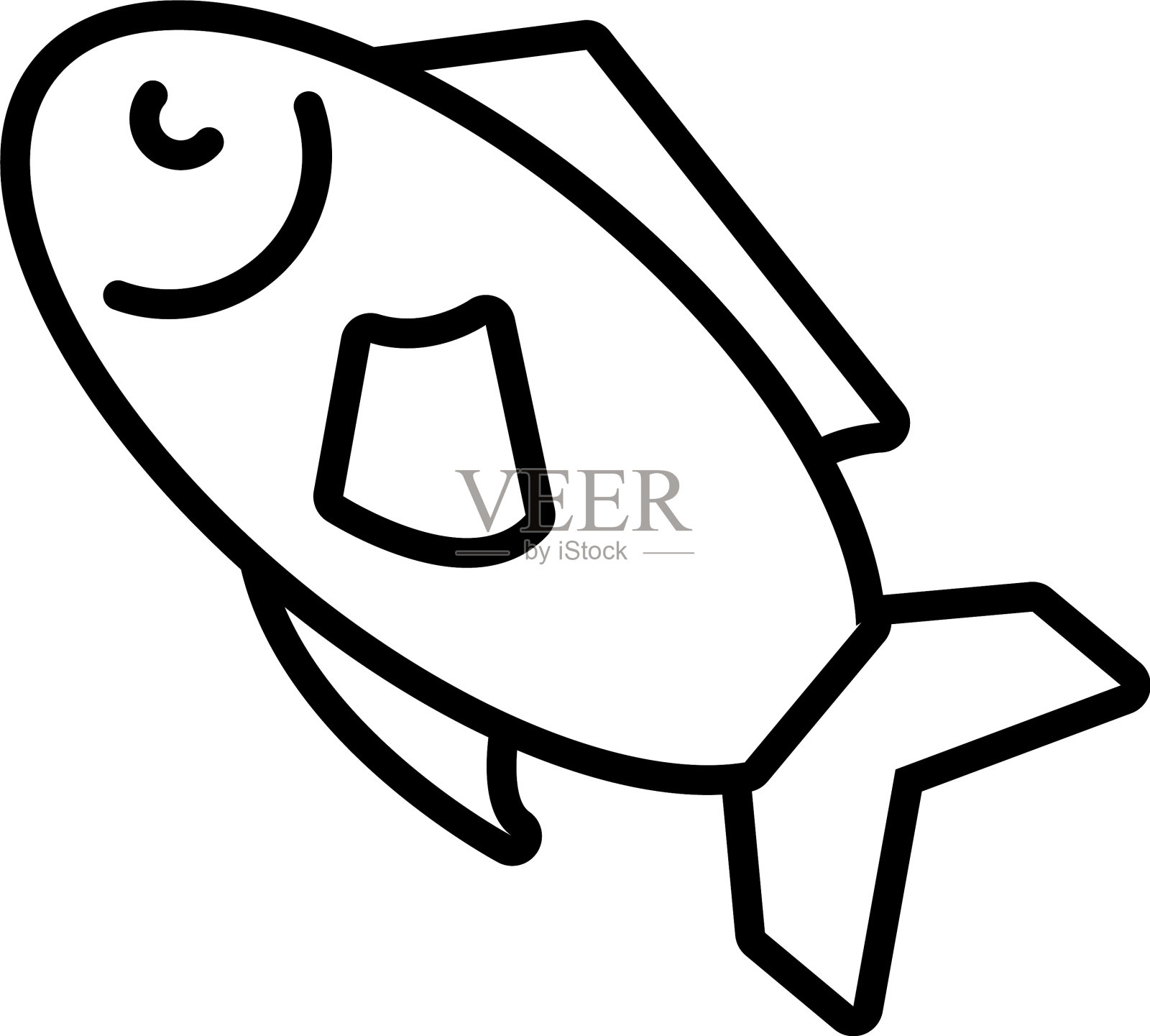 鱼海动物线条风格图标设计元素图片