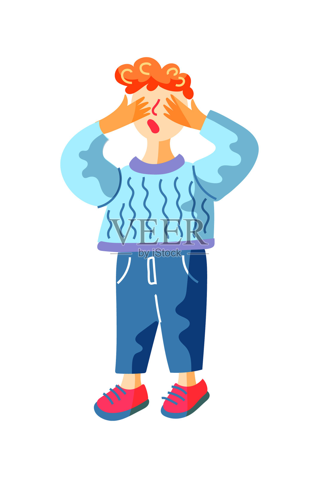 小男孩在玩捉迷藏游戏的时候数数设计元素图片