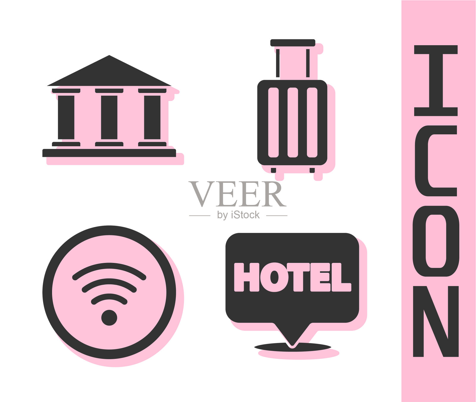 设置位置酒店博物馆建筑wi-fi图标素材