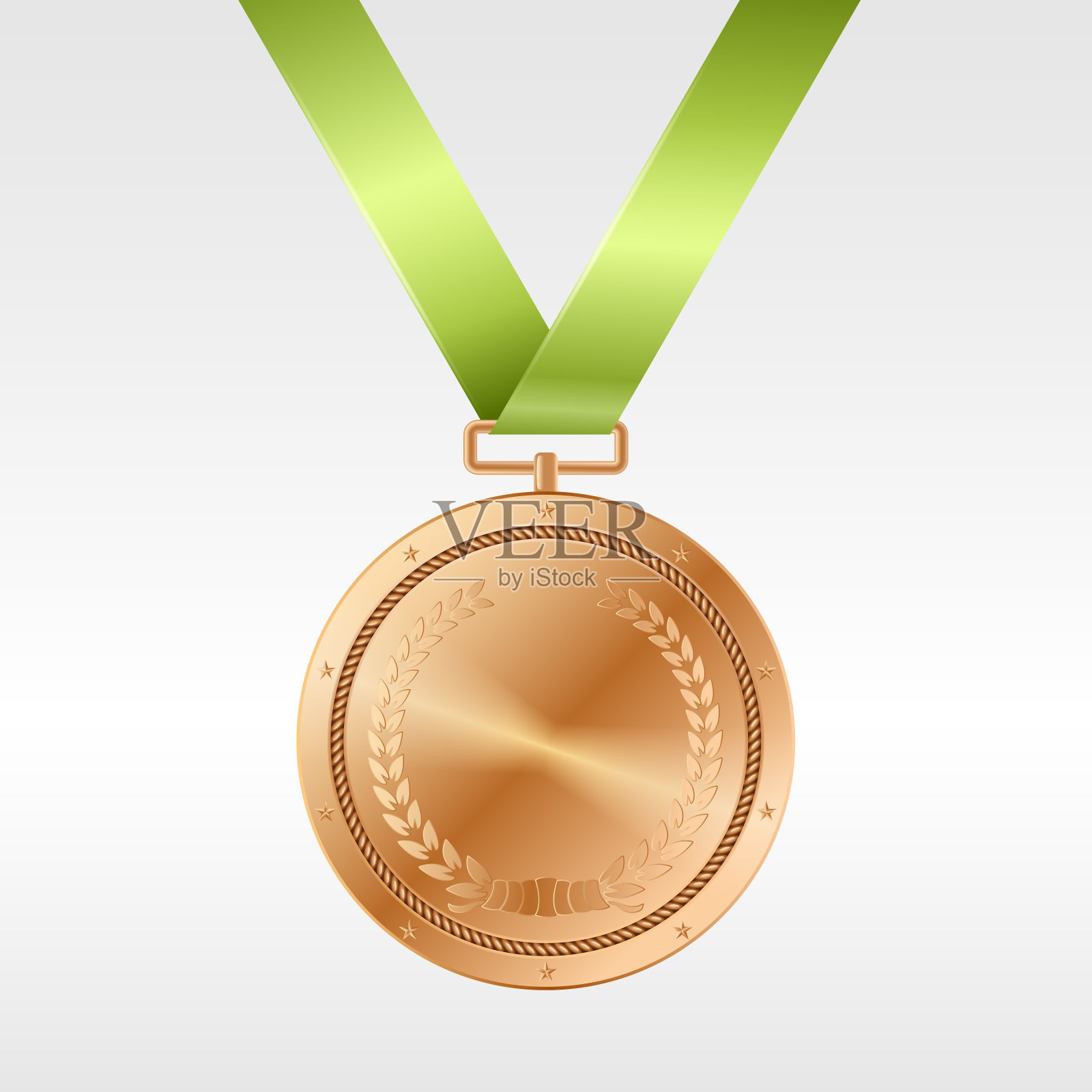 现实版绿丝带铜牌:比赛第三名插画图片素材