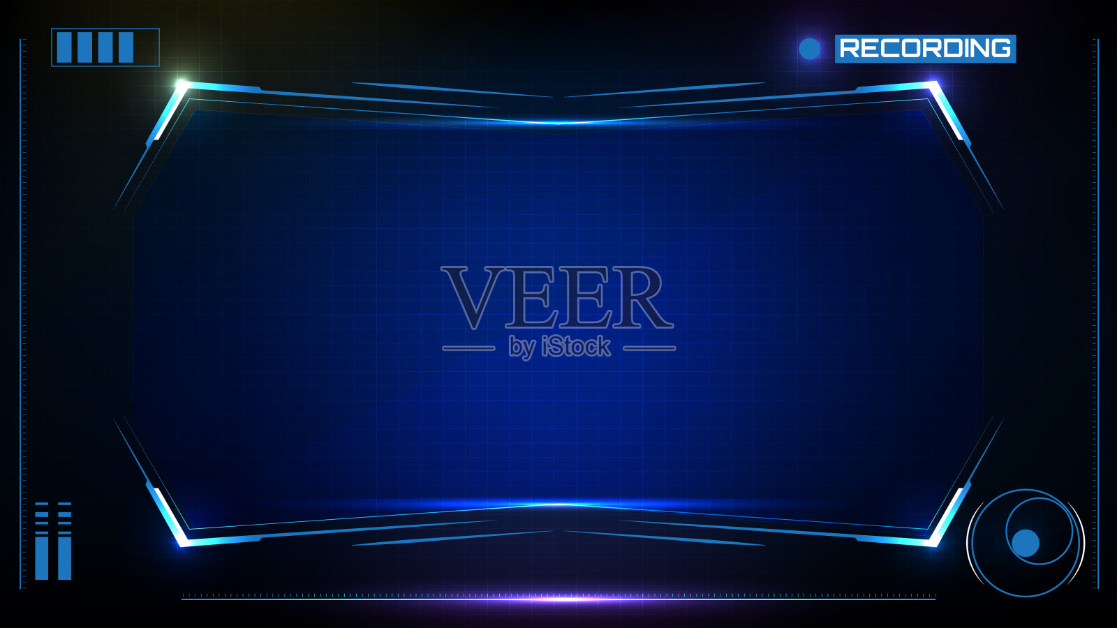 抽象未来的蓝色发光技术科幻框架hud UI背景插画图片素材