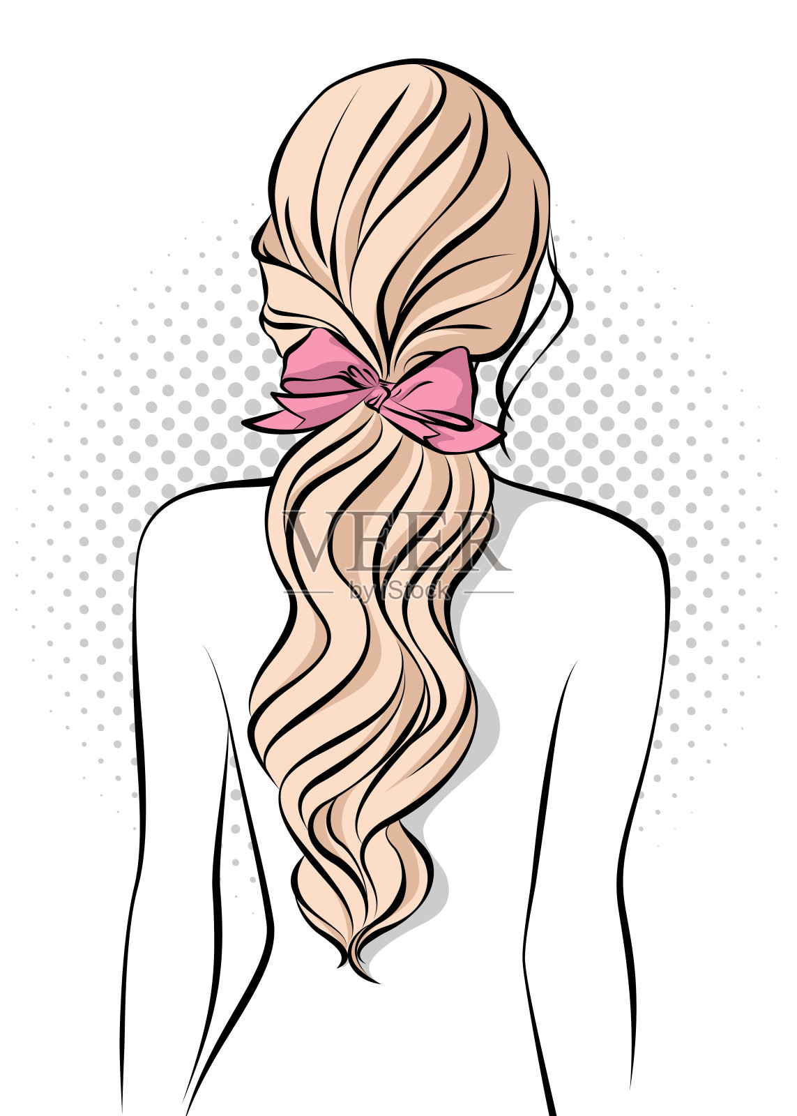 金发女孩，有着长长的卷发设计元素图片