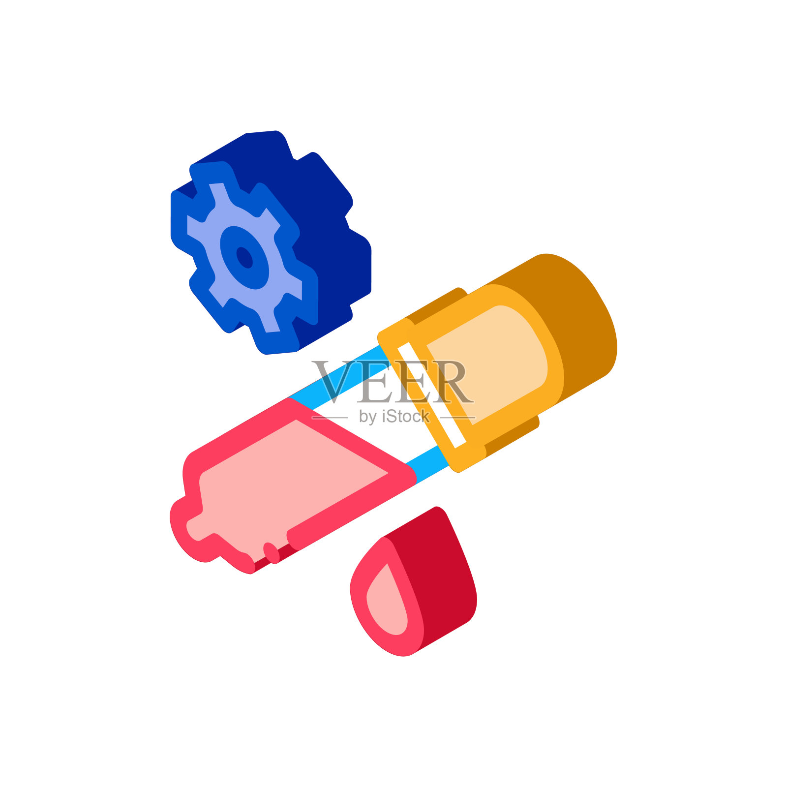 移液管绘制等距图标矢量插图颜色图标素材