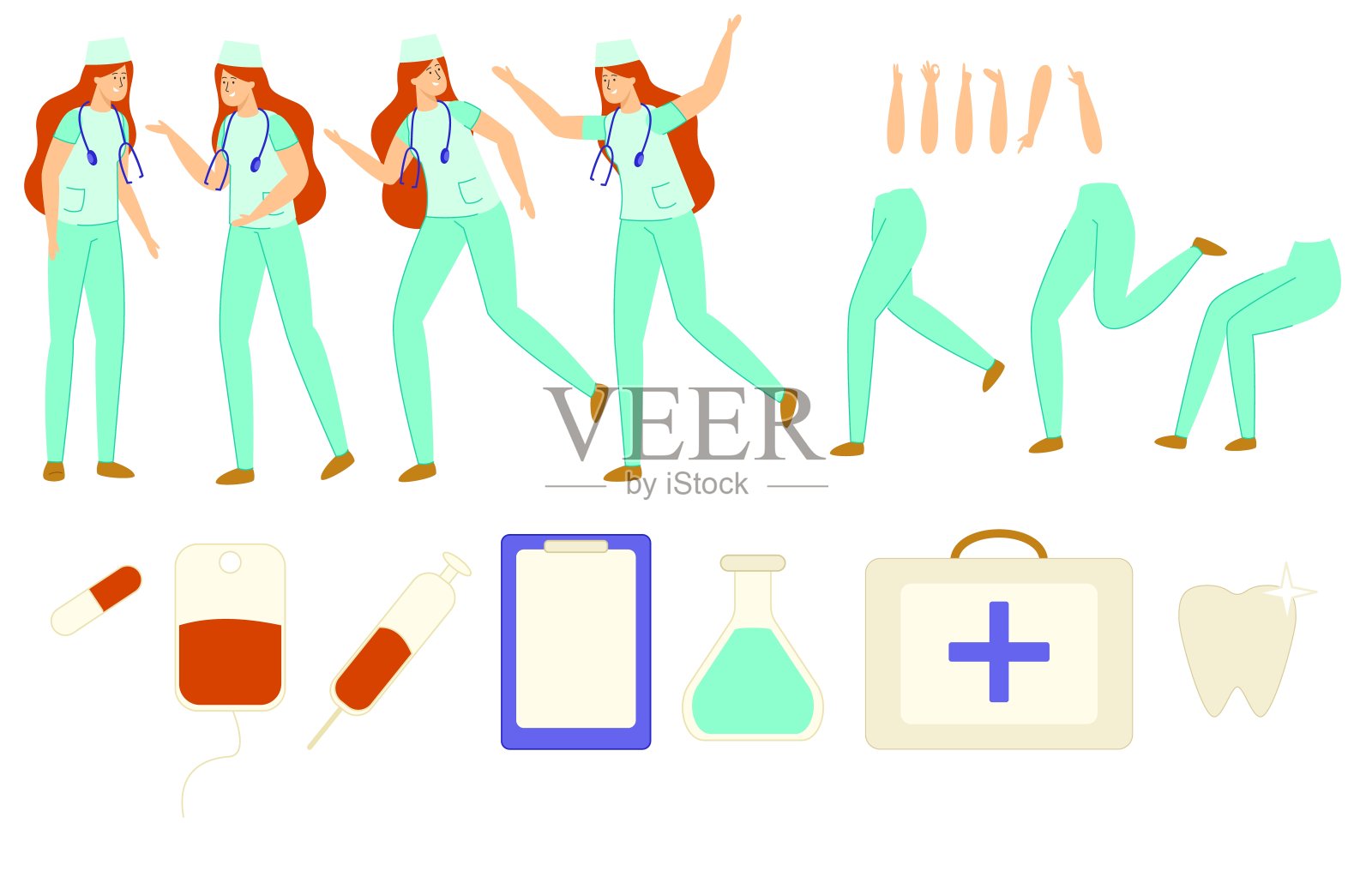 女医生或护士医院工作者的性格。插画图片素材