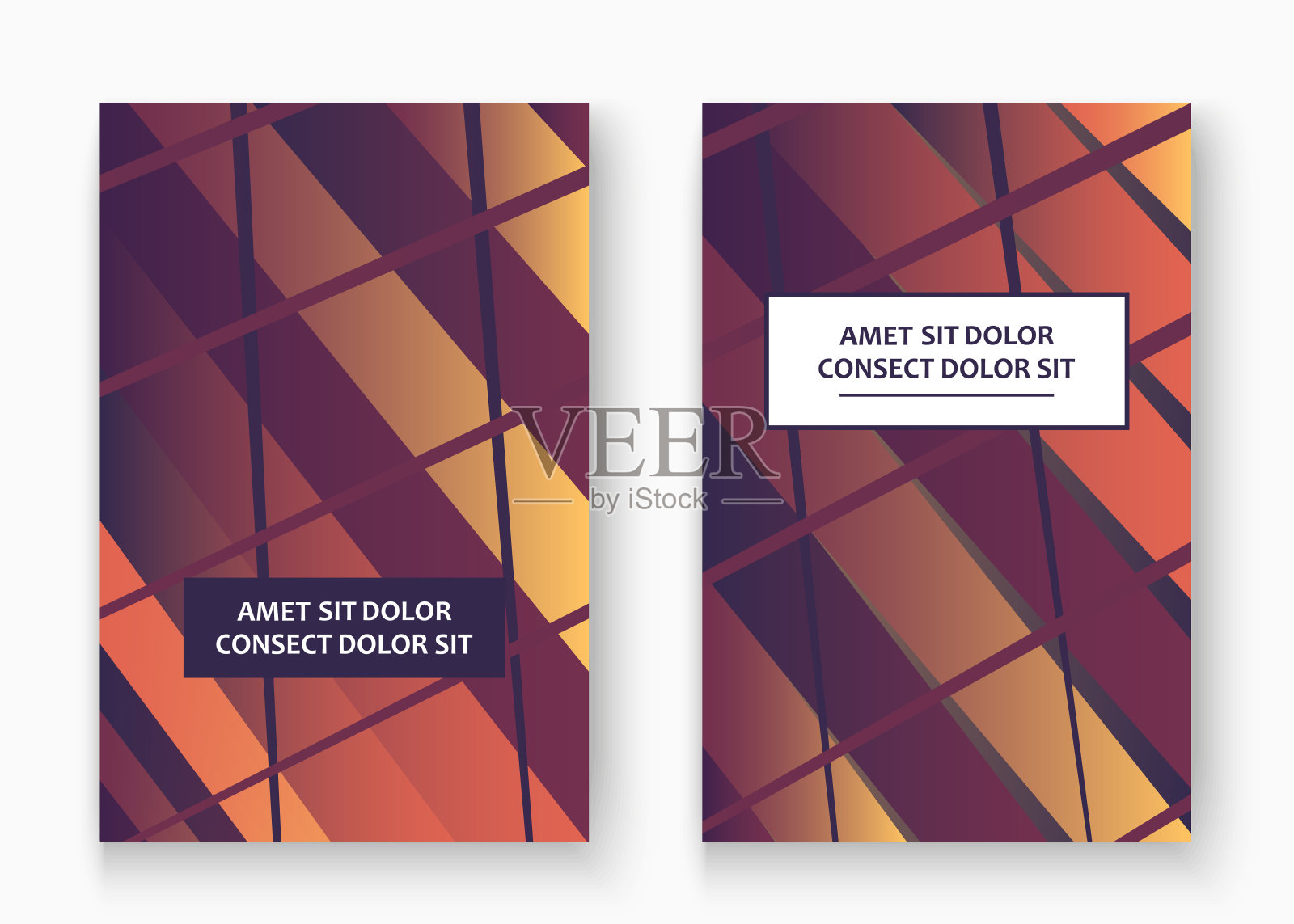 创意封面框架设计矢量插图。霓虹模糊梯度酒红色抽象模板邀请。彩色条纹线条图案几何形状欢迎背景插画图片素材