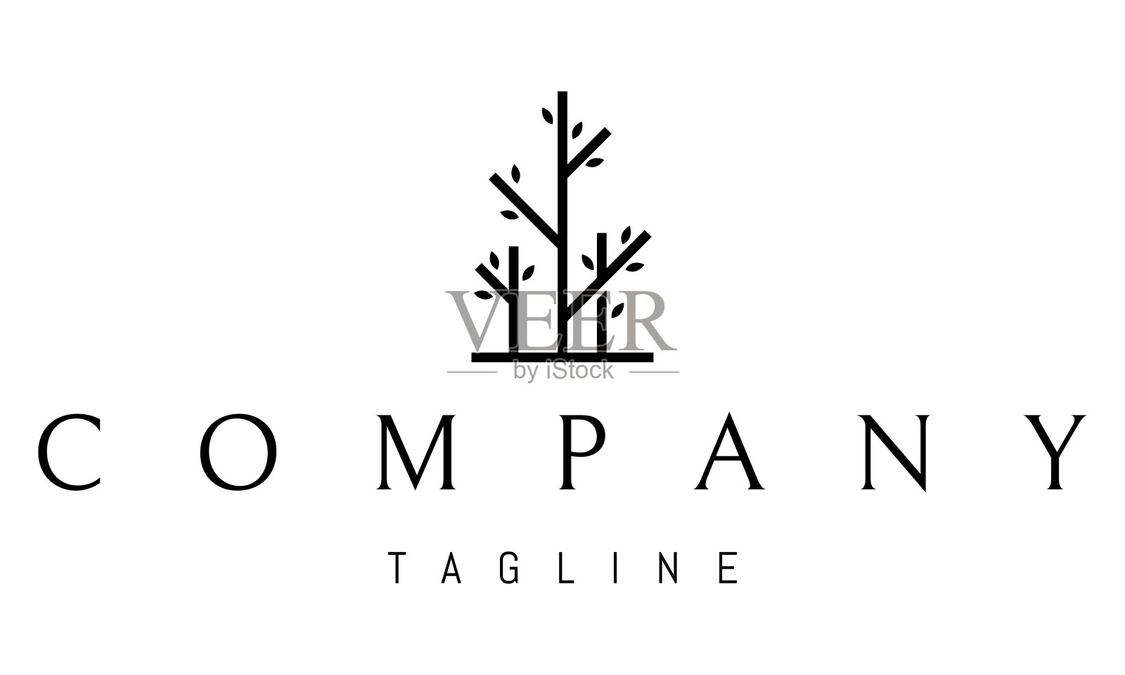 向量标志上的抽象形象的三棵树在一个极简风格。插画图片素材