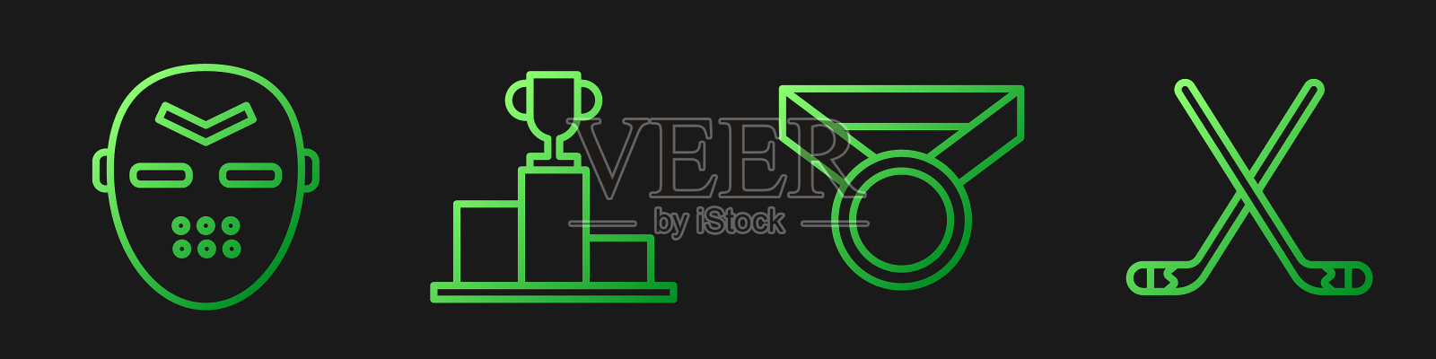 集线奖牌曲棍球面具曲棍球运动插画图片素材