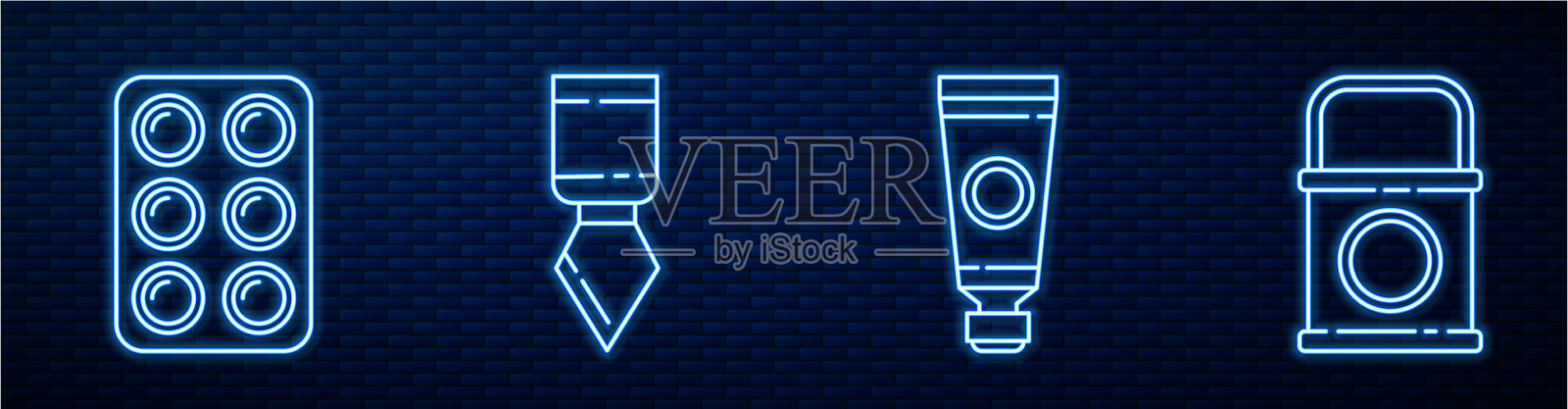 设置线管与调色板水彩插画图片素材