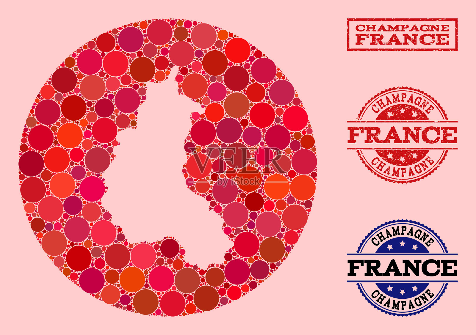 洞圆地图香槟省马赛克和插画图片素材